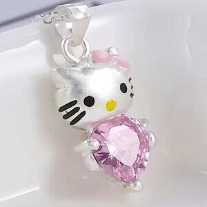 Sanrio Hello Kitty Sterling Silver Charm Pendant Necklace